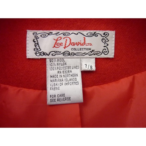 Vintage 80s Womens Business Red Wool Clutch Coat Open Jacket M L - Picture 5 of 5